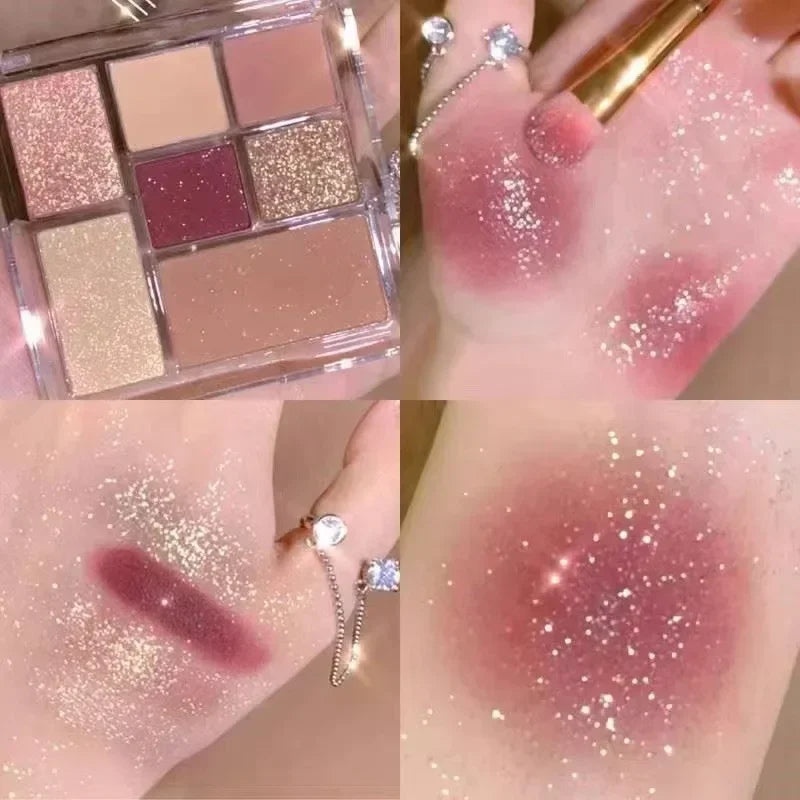 New 7 Colors Sweet Cool Smoked Eyeshadow Palette Pink-black Hot Girl Glitter Pearly Shadow Eyes Korean Makeup Pallet Cosmetics