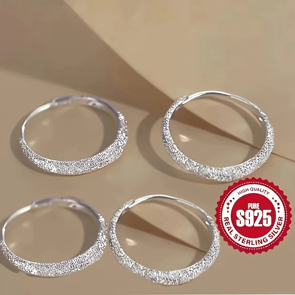 Pure Silvery Earrings For Women Frosted Sparkling Starry