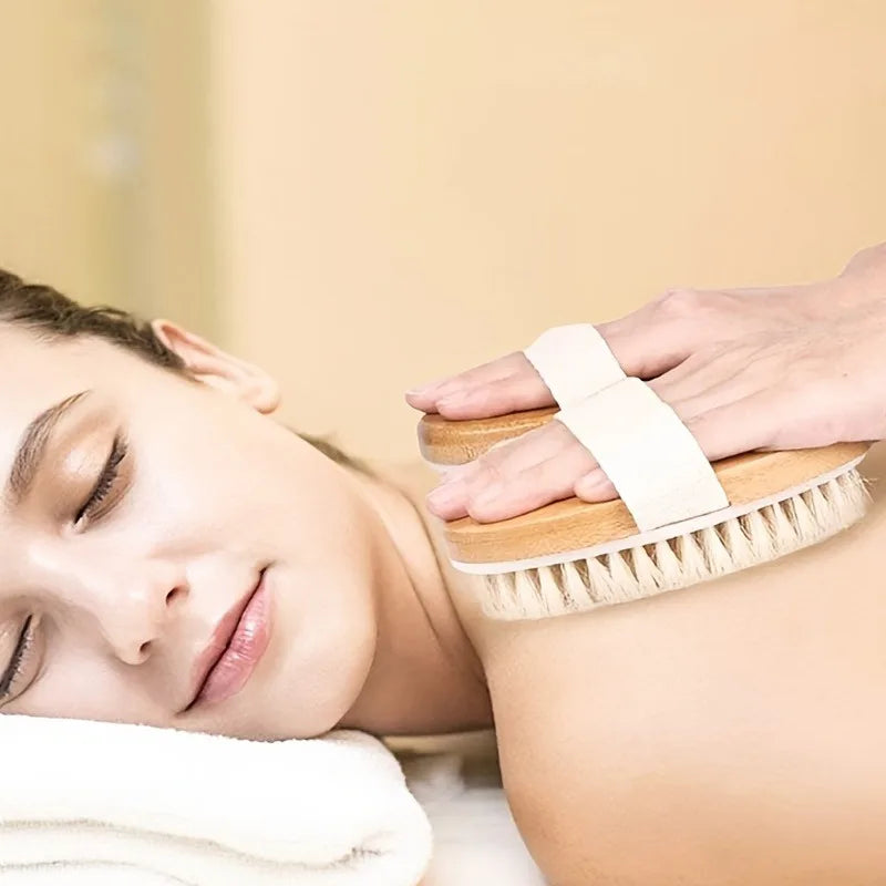Natural Bristle Body SPA Brush for Wet and Dry Skin