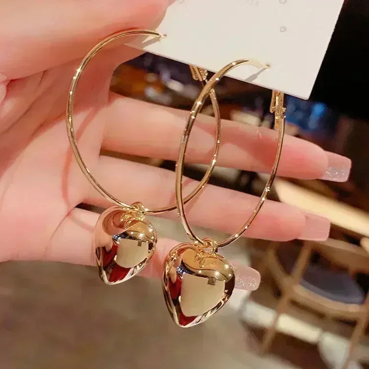 Simple Golden Metal Style Matte Hexagon Earrings