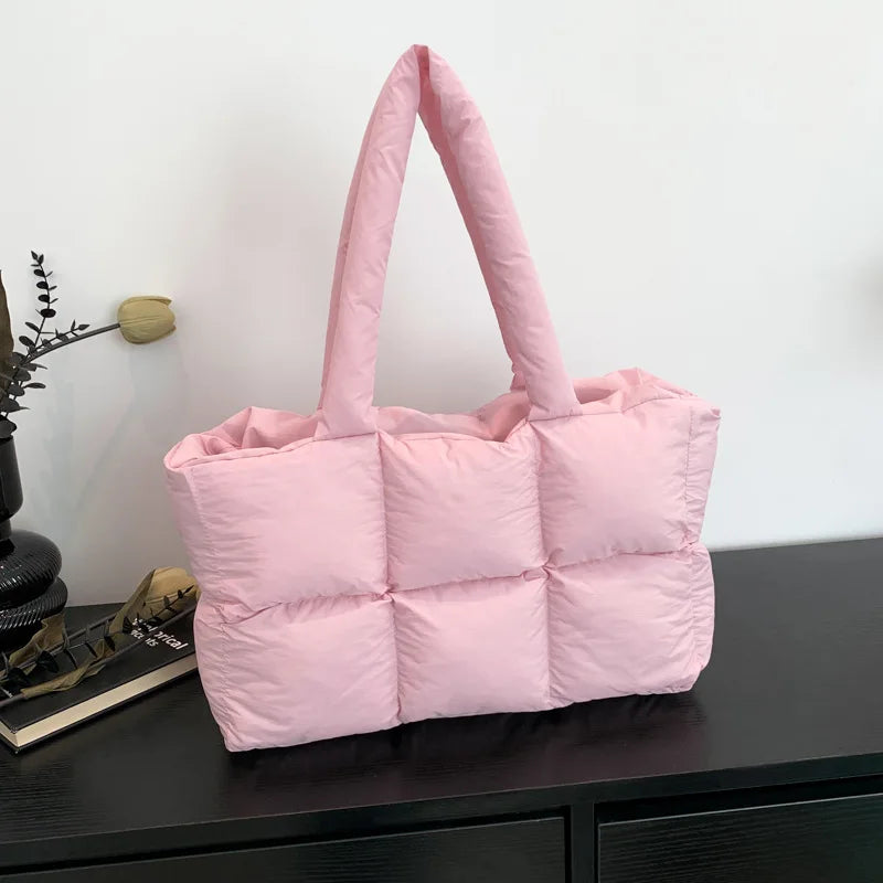 Women Tote Handbags Quilted Plaid Bag