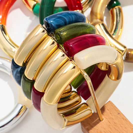 Bohemia Gold Silver Color Acrylic Chunky Bamboo