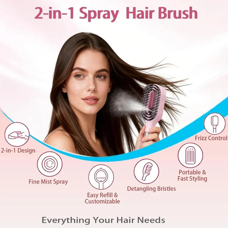 2in1 Sprayer Comb Detangling Scalp Massage Hairbrush with Spray Bottle