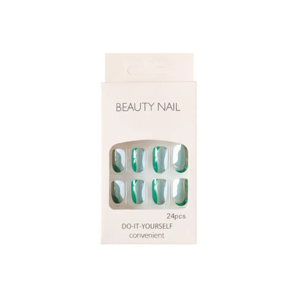 24pcs Press On Nails Full Cover DIY False Nails Fake Nails Short French Oval