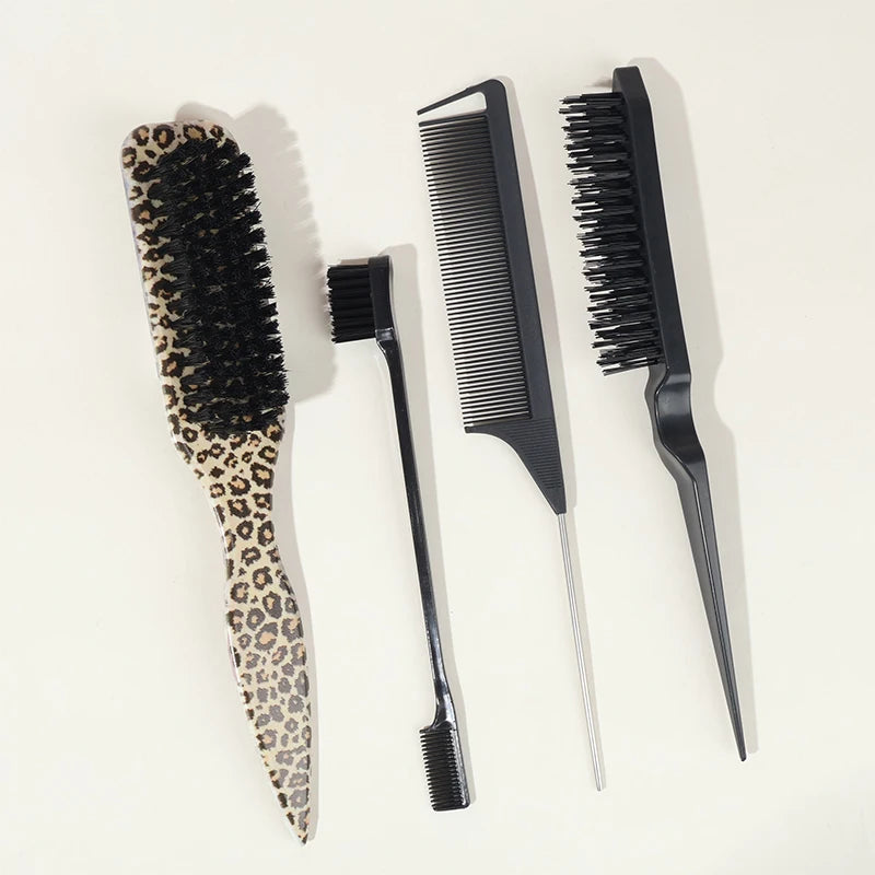 Bristle Slick Back Hair Brush for Sleek Ponytail Bun & Smoothing