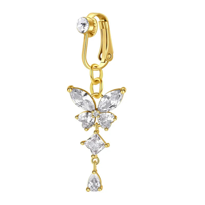 Clip on Belly Button Ring Butterfly