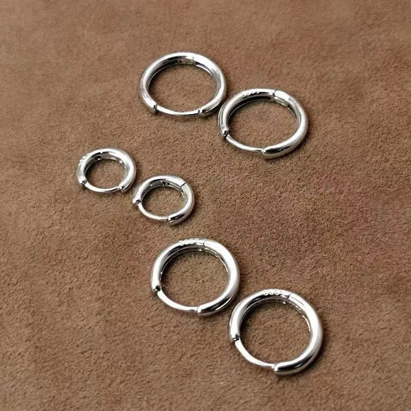 Exquisite 925 Sterling Silver Small Earrings, Plain Silver
