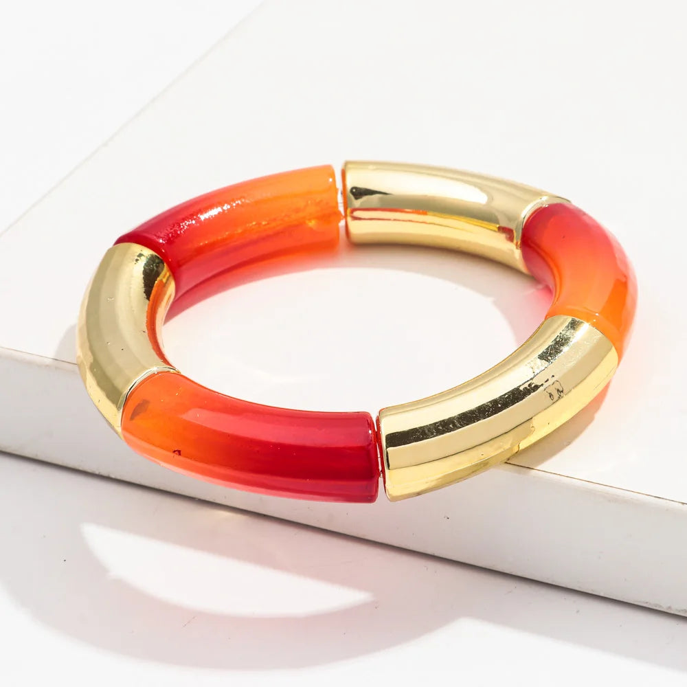 Bohemia Gold Silver Color Acrylic Chunky Bamboo
