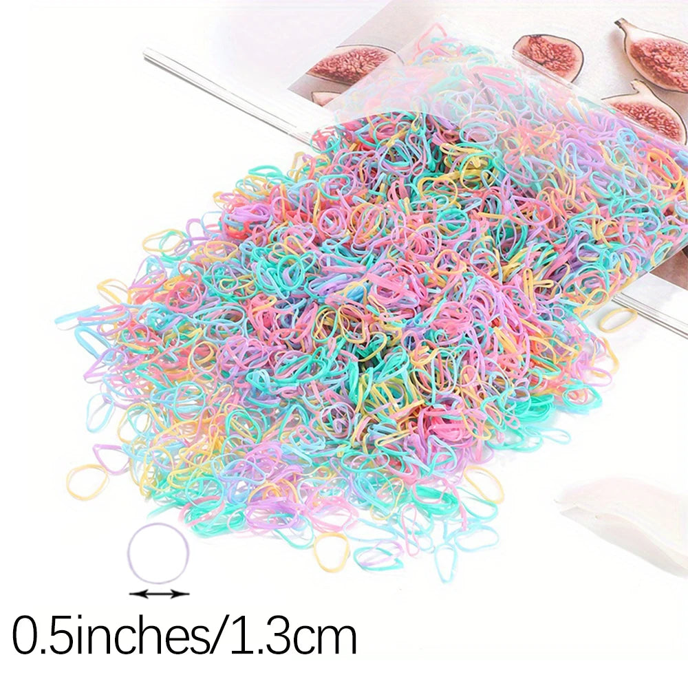 500/1000/2000pcs Girls Colourful Rubber Hair Bands