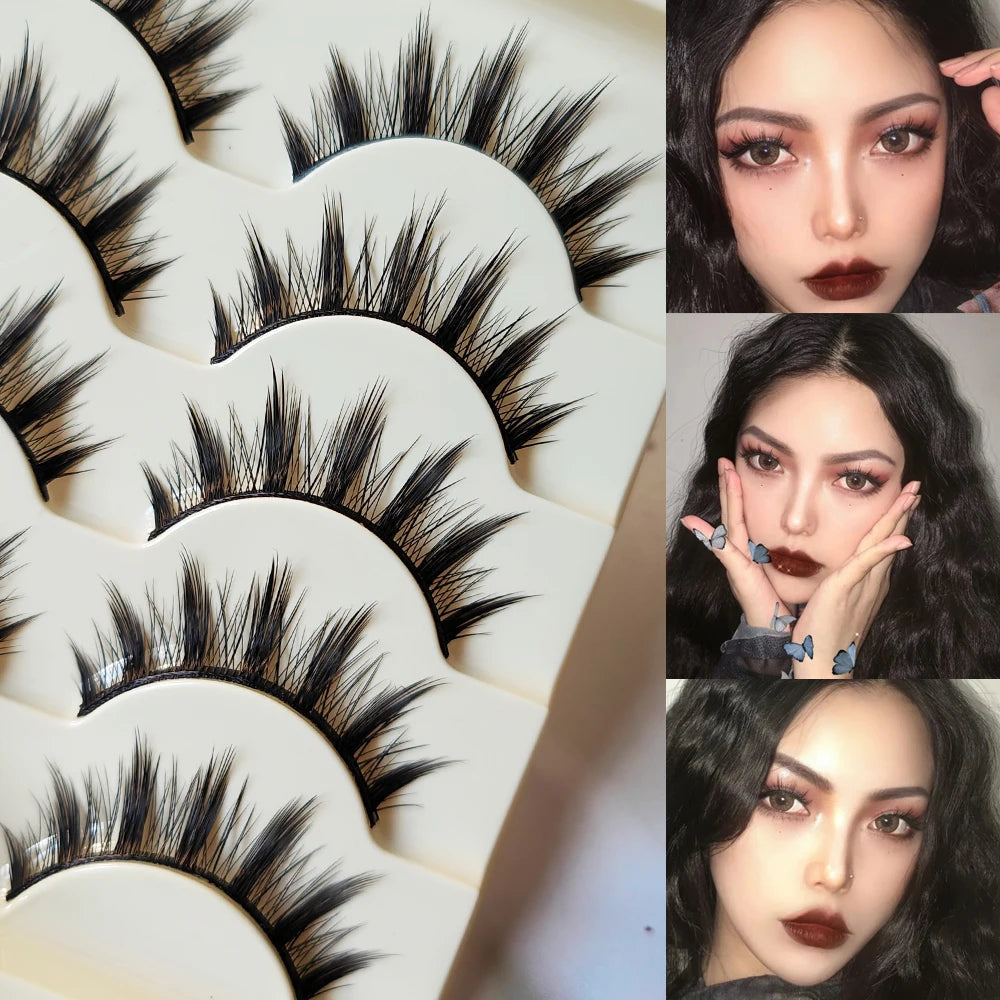 5 Paris Cat Eye False Eyelashes Long Thick Cosplay Fake Eye Lashes