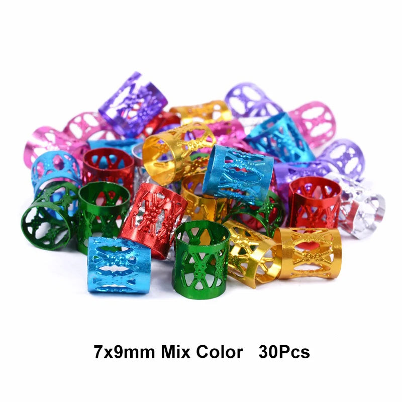 10-50Pcs 10-16mm Hair Rings Metal African Braid Dreadlocks Bead Hair