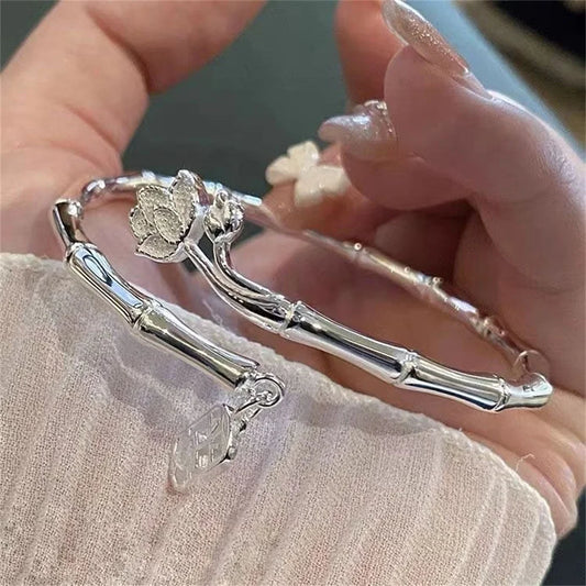 Silver Color Bamboo Bracelet For Women