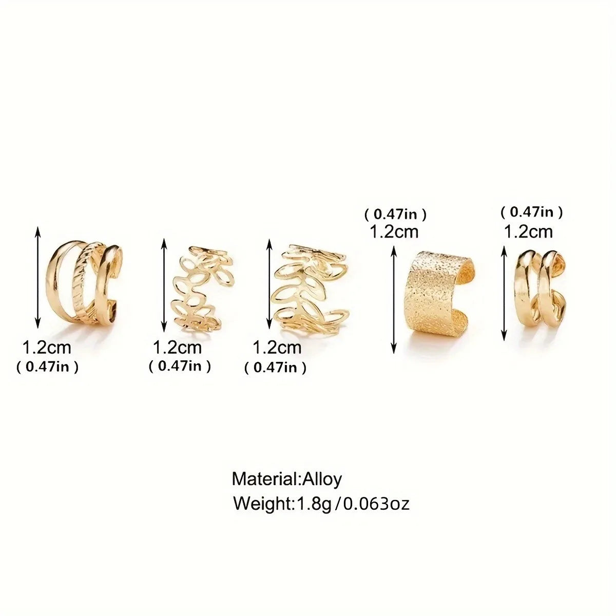 5pcs/set Trendy Elegant Design Ear Cuff Classic Elegant
