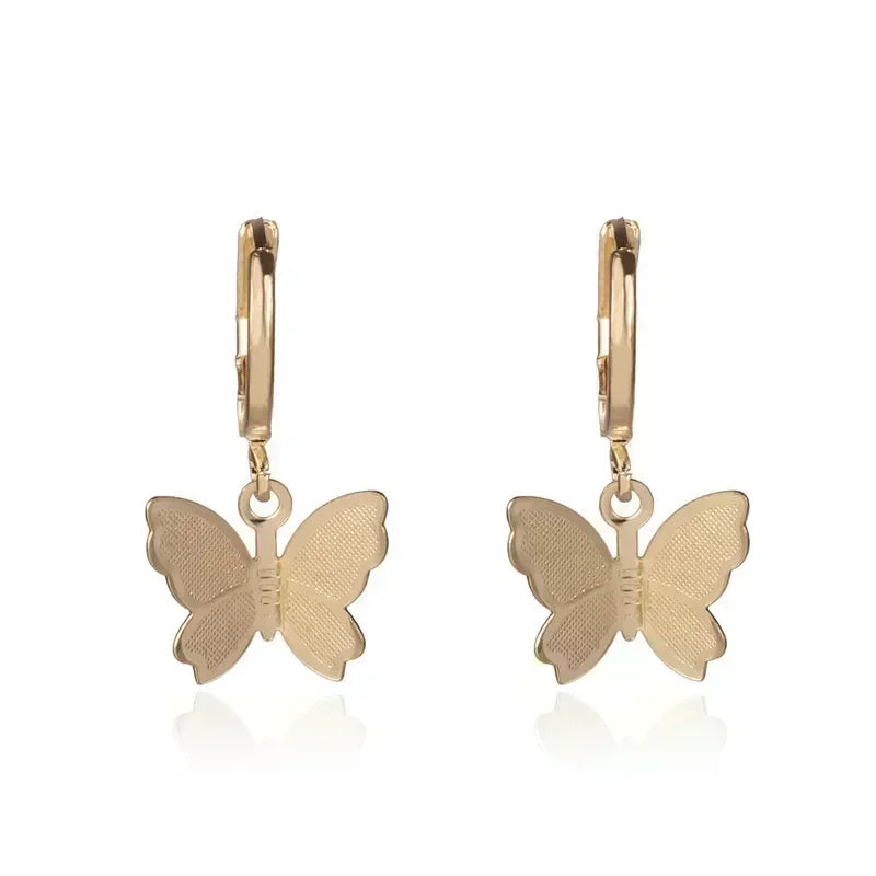 Simple Golden Metal Style Matte Hexagon Earrings