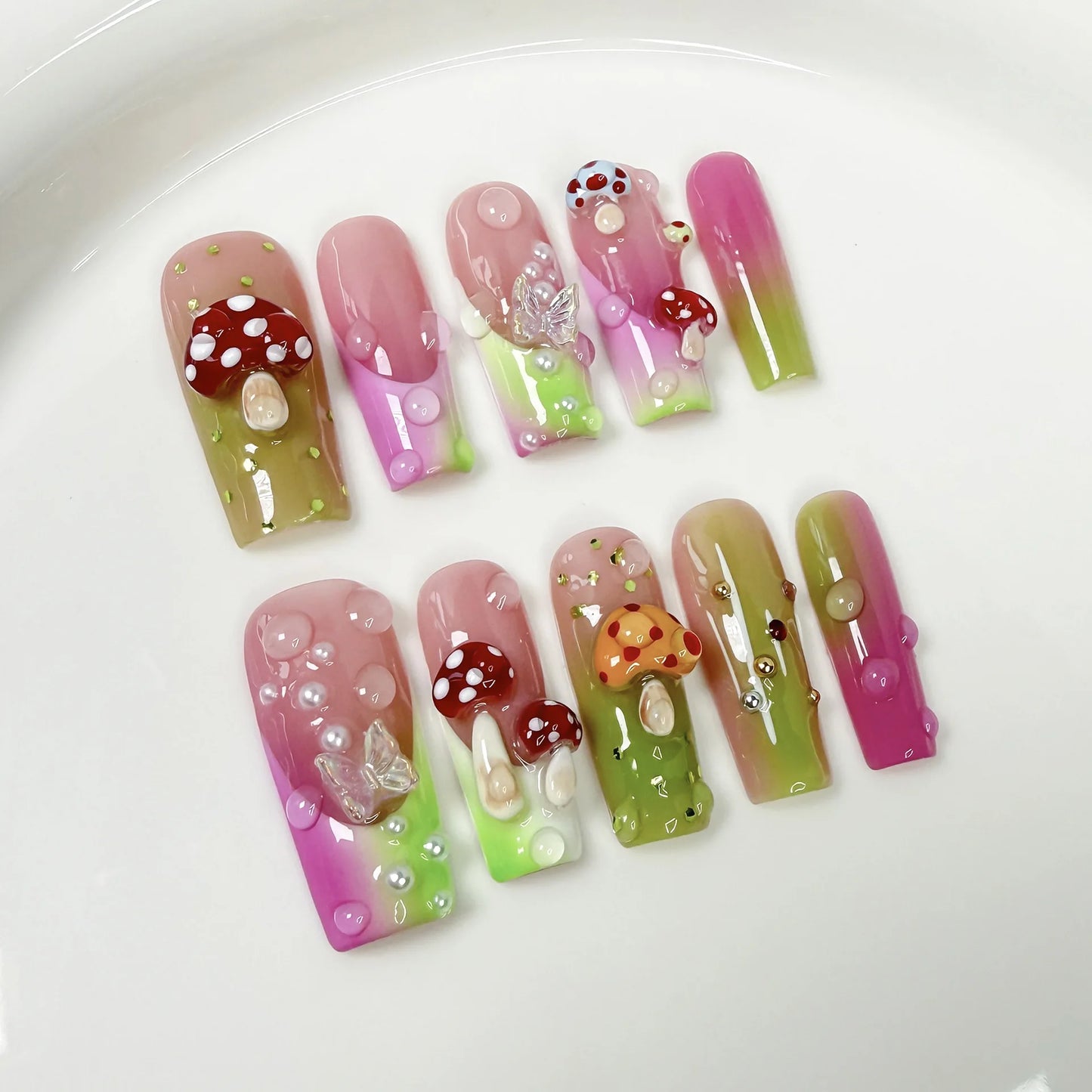 10pcs Mid-length Square Handmade Fake Nails