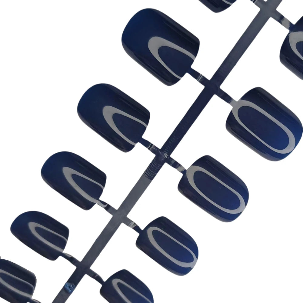 24 Pcs Navy Blue Acrylic Press On Nails