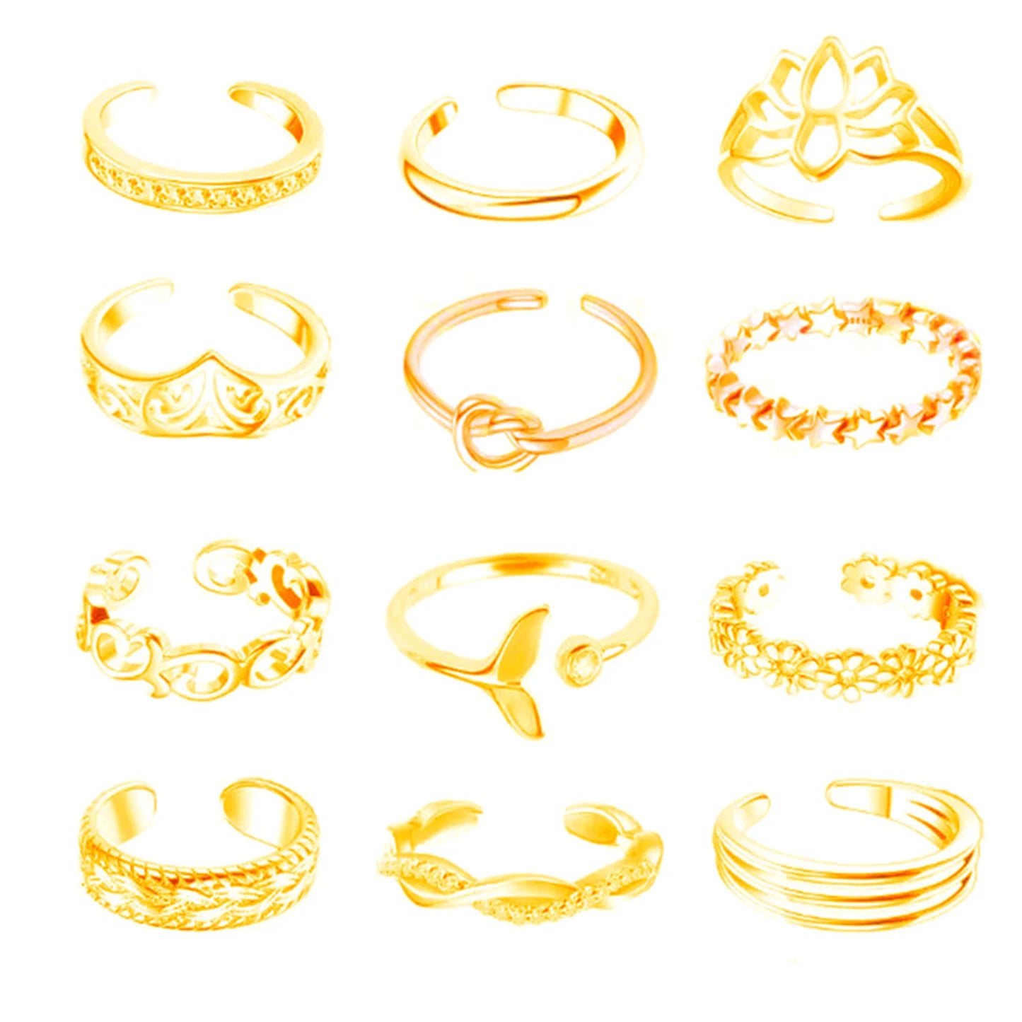 10/12Pcs Toe Rings for Women