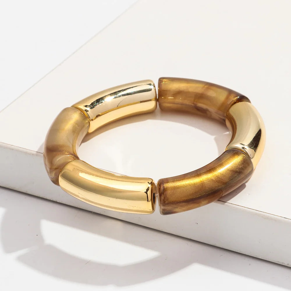 Bohemia Gold Silver Color Acrylic Chunky Bamboo