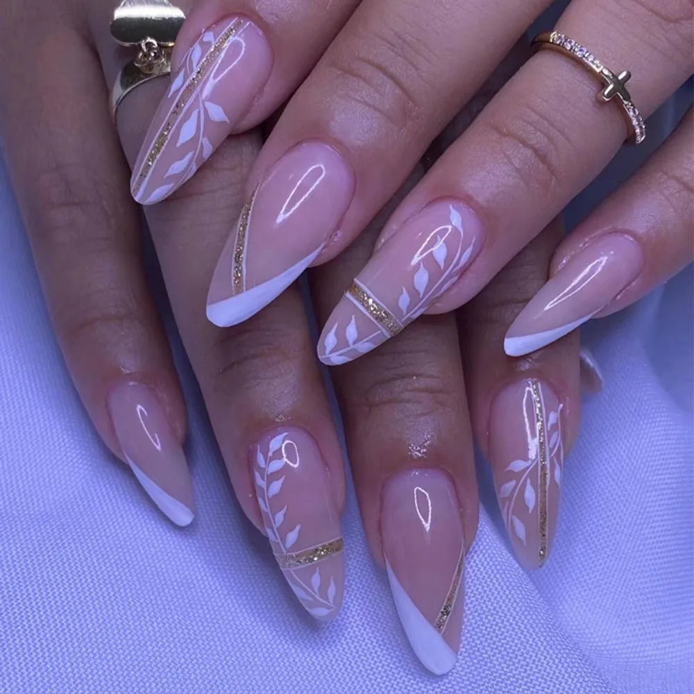 24Pcs Detachable Acrylic False Nails Press On Nails