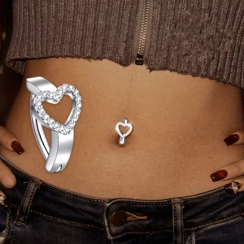 1PCS Heart Crystal Belly Button Rings