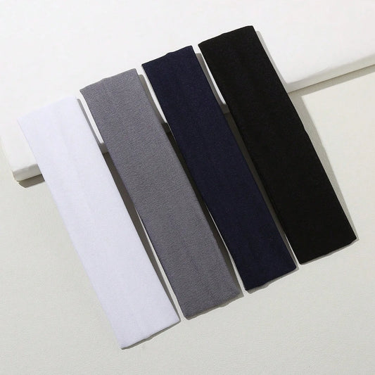 4PCS Set of Minimalist Preppy Headbands, Casual Hair Bands, Headscarf-Style Headbands & Sweat-Absorbent