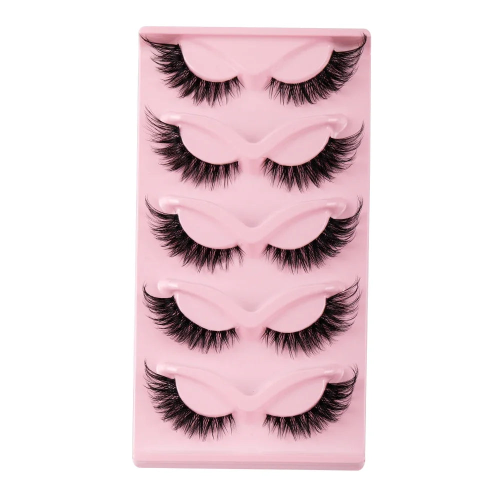 5 Pairs Cat Eye Lashes Faux Mink Eyelashes Natural