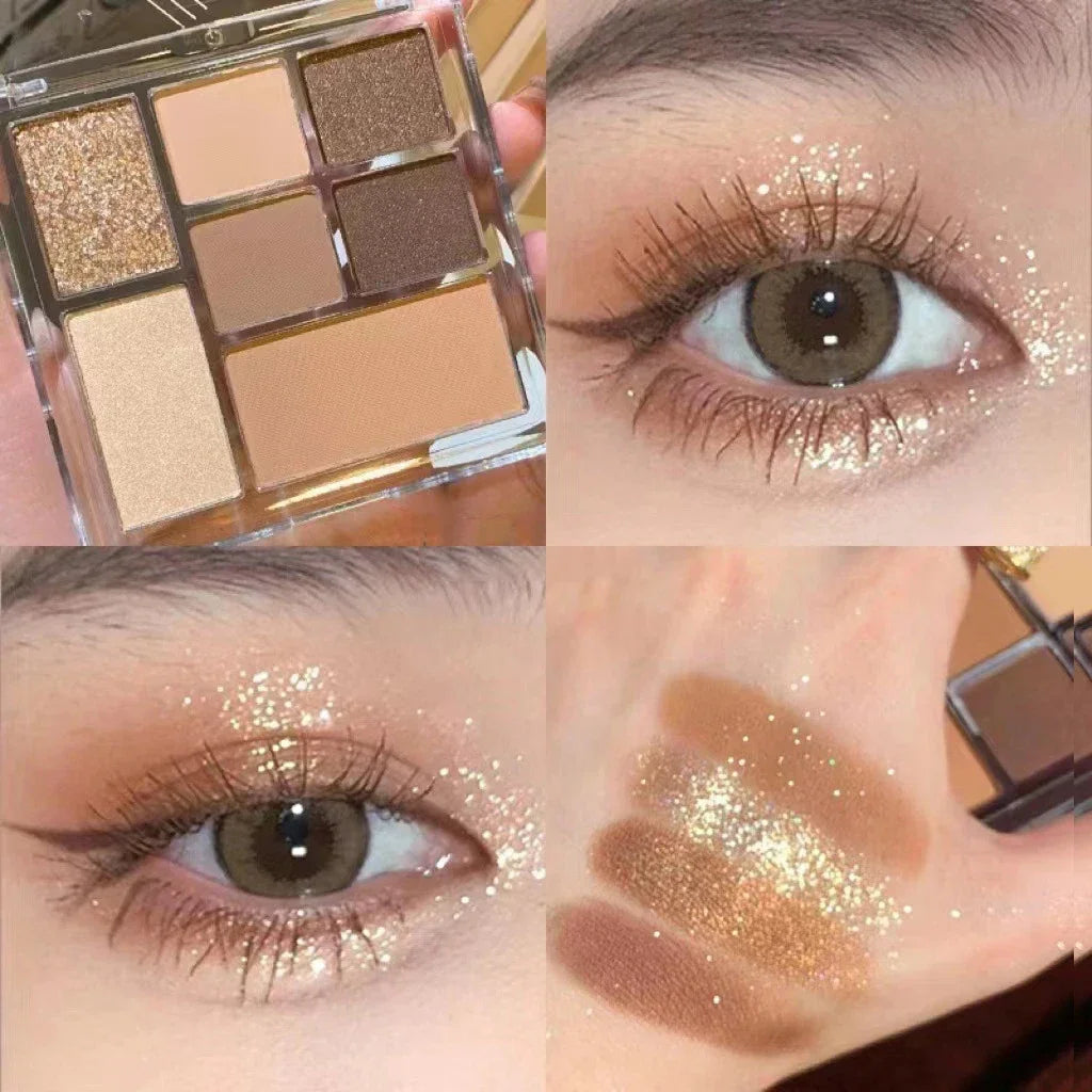 New 7 Colors Sweet Cool Smoked Eyeshadow Palette Pink-black Hot Girl Glitter Pearly Shadow Eyes Korean Makeup Pallet Cosmetics
