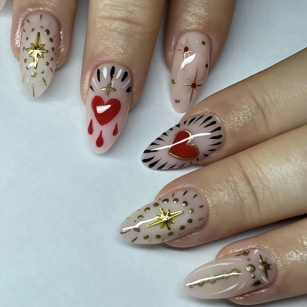 Gentle Nude Pink Press on Nails with 3D Flower
