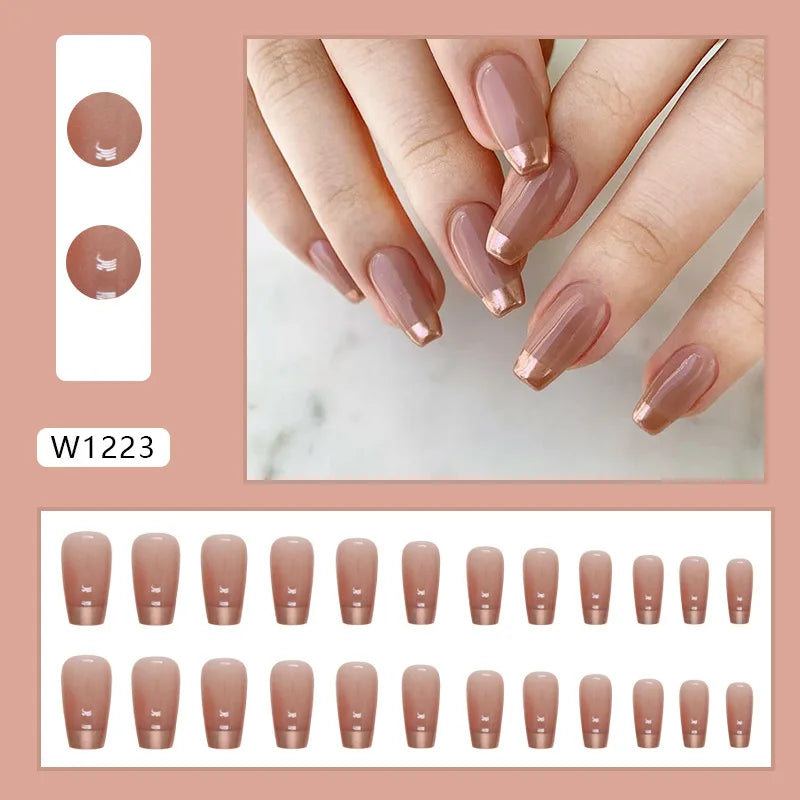 Simple French Wearable False Nails