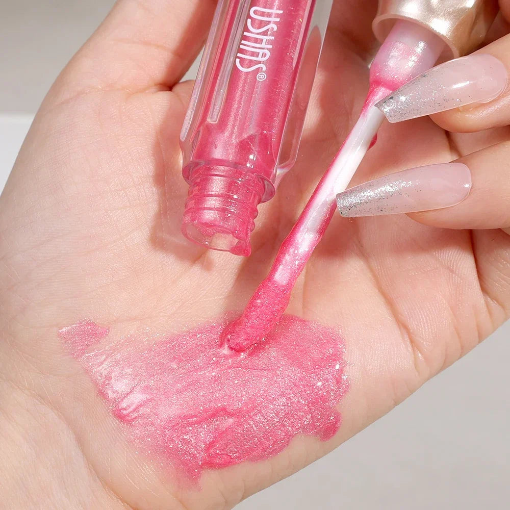 Glitter Pearlescent Lip Gloss Moisturizing Lasting Non-Stick Cup Sexy Shimmer Shine Red Liquid Lipsticks Women Makeup Cosmetics
