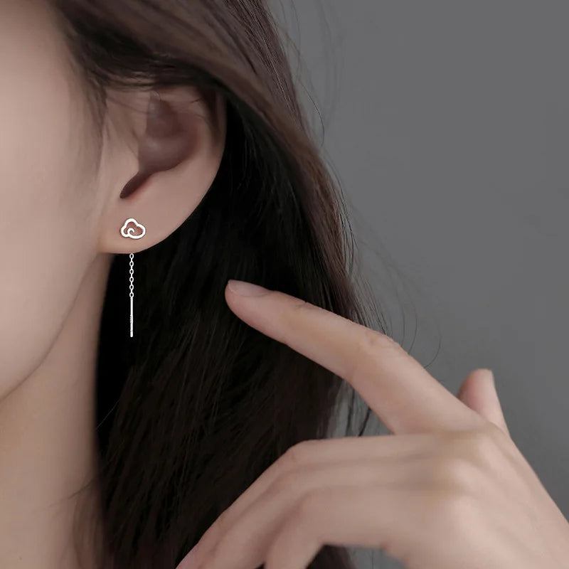 Drop Ear Line Long Hanging Earrings for Women Rose Gold