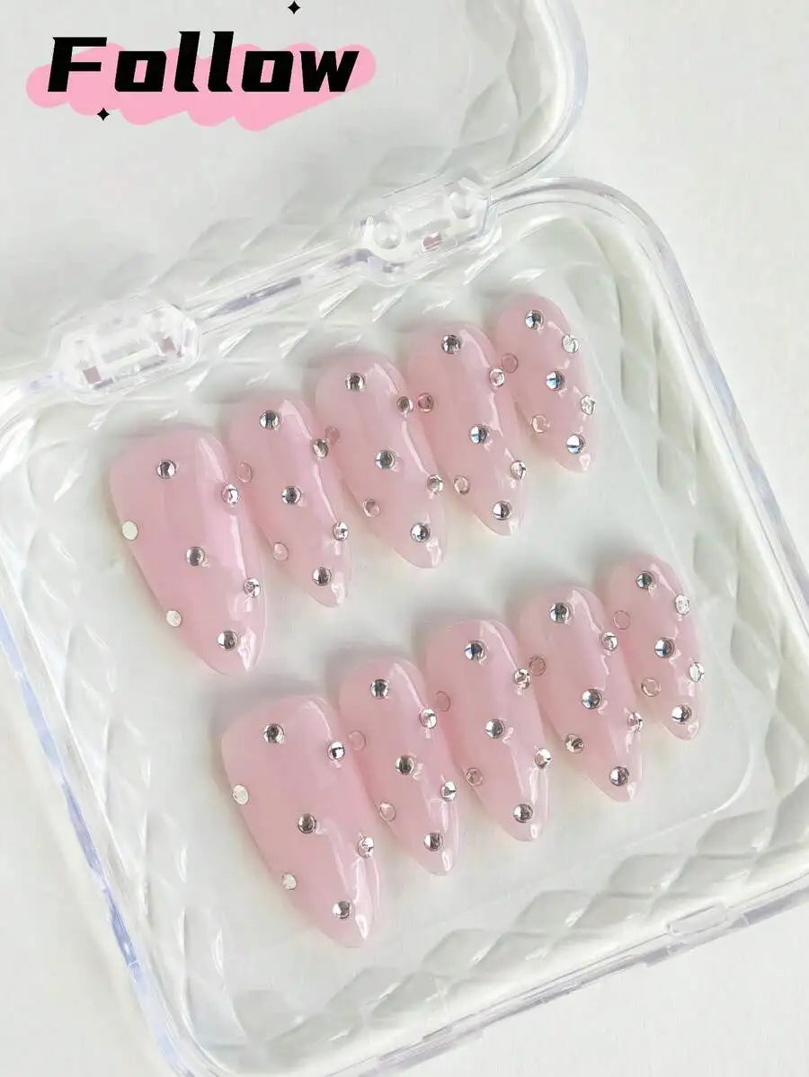 10pcs Long Almond Handmade Press-On Nails