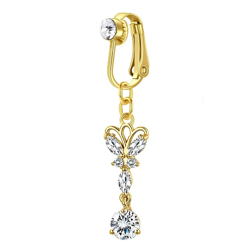 Clip on Belly Button Ring Butterfly