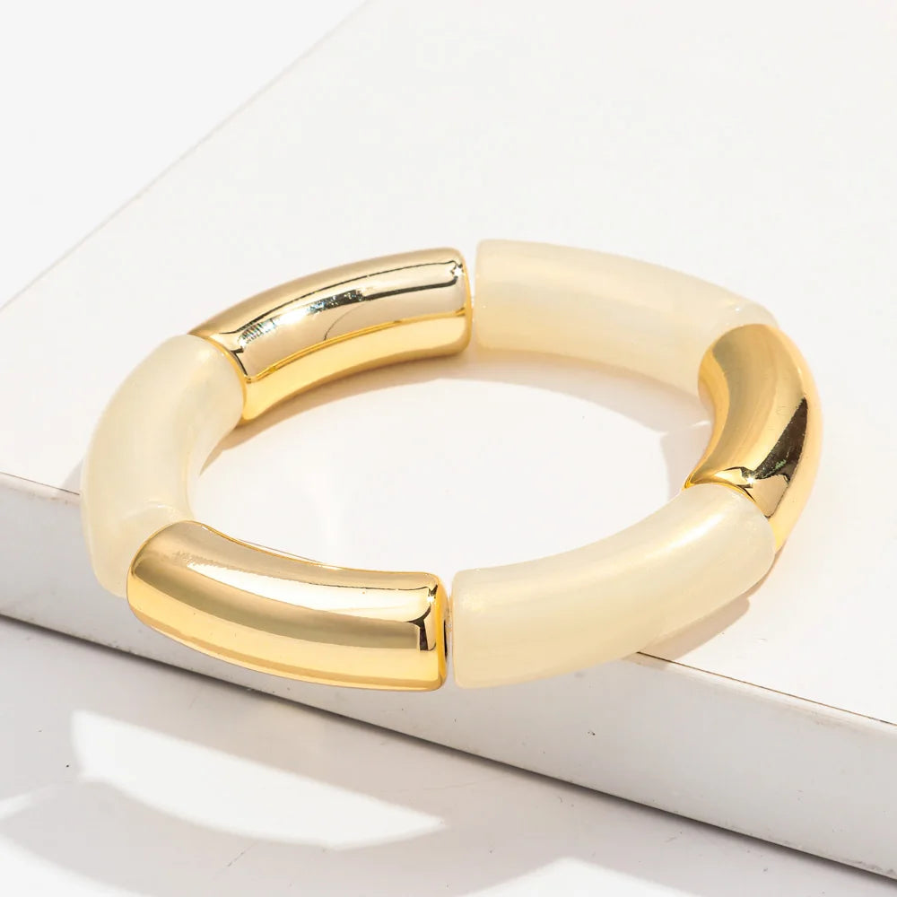 Bohemia Gold Silver Color Acrylic Chunky Bamboo