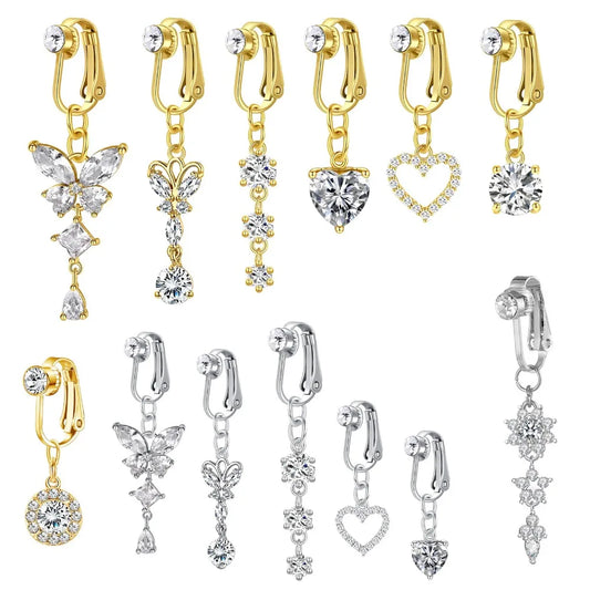 Clip on Belly Button Ring Butterfly