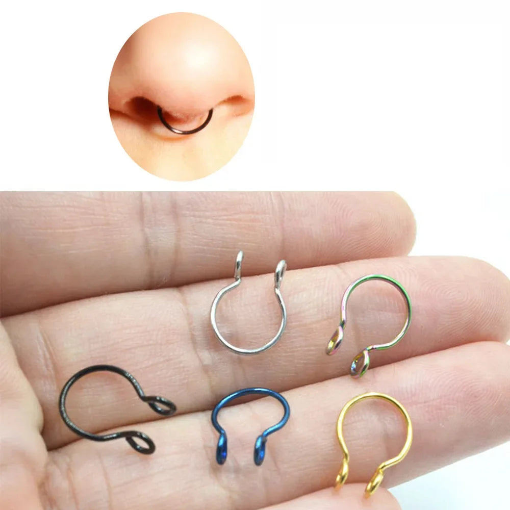 2 Sizes U Shaped Fake Nose Rings