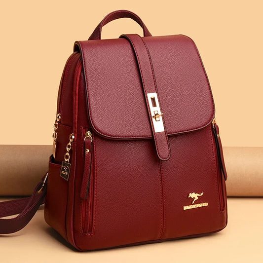 Women Large Capacity Backpack High Quality Leather Vintage Bags