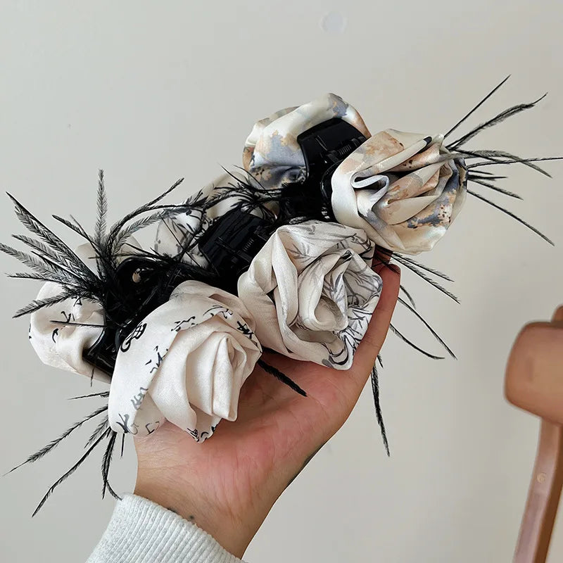 Ladies' Hair Claw Clips Featuring Chinese-style High-quality Versatile Hair Accessories For Girl Ribbons Bows Elegant Gentle