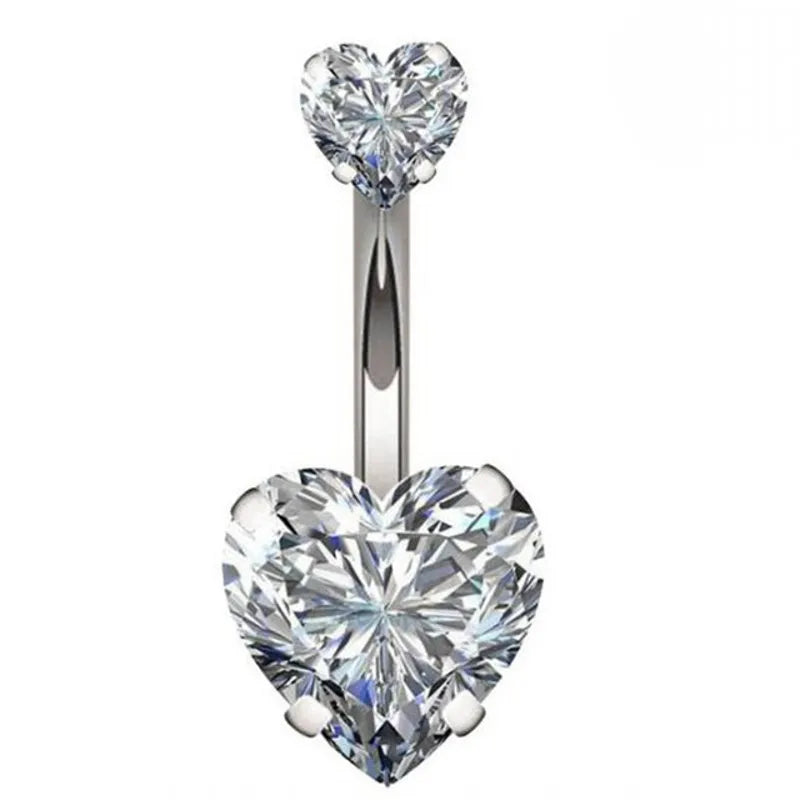 Steel Belly Button Rings Pink Crystal Piercing