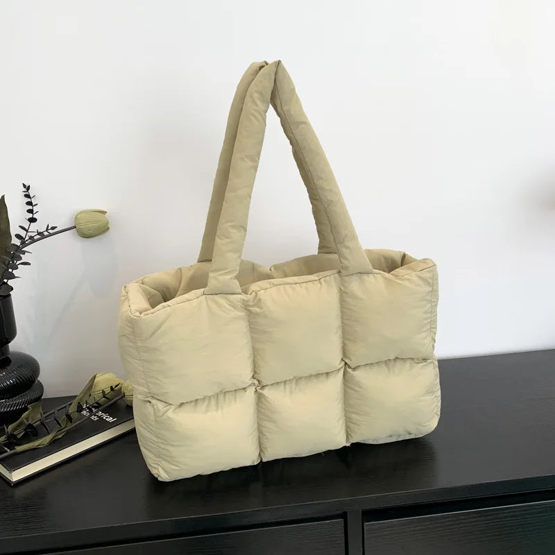 Women Tote Handbags Quilted Plaid Bag