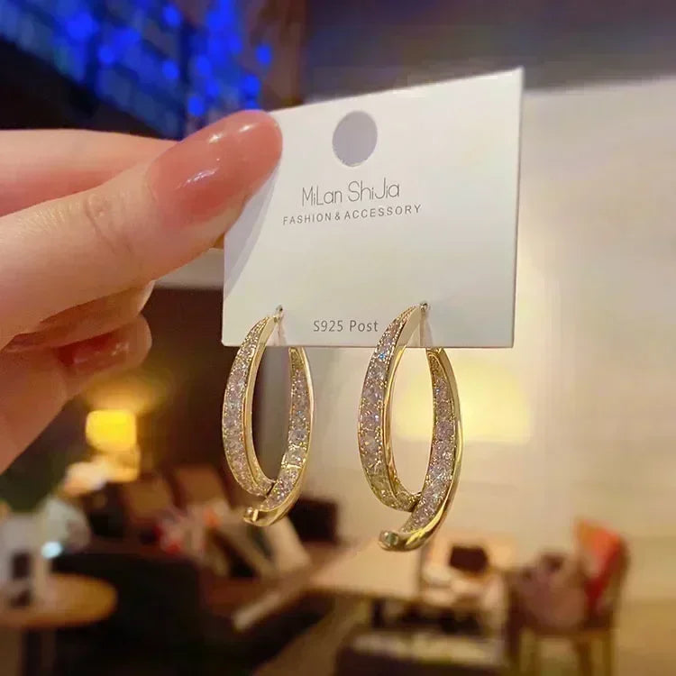 Simple Golden Metal Style Matte Hexagon Earrings