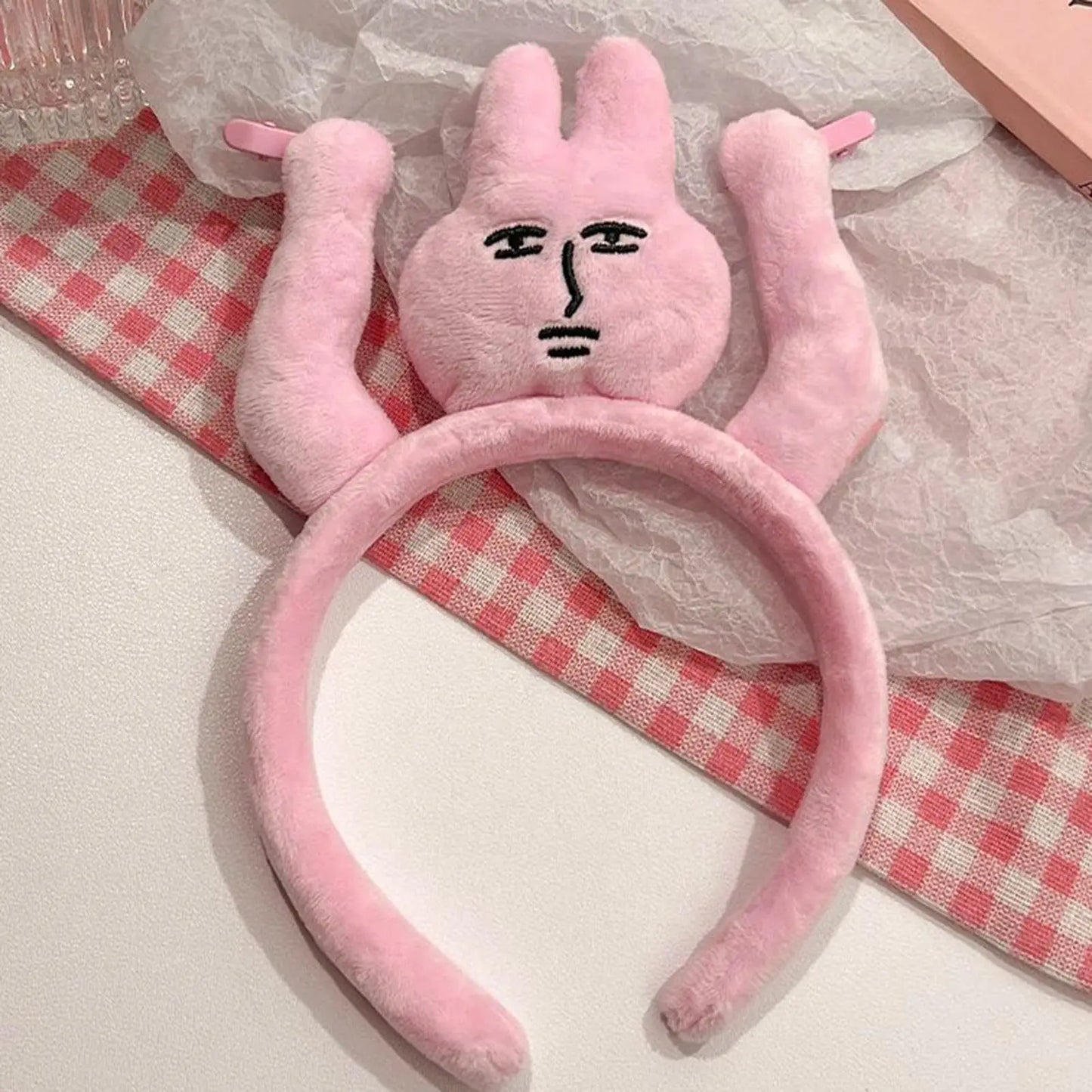 1-3PCS Headbands New Pink Bunny Hair Band Quirky Fun Plush Headband