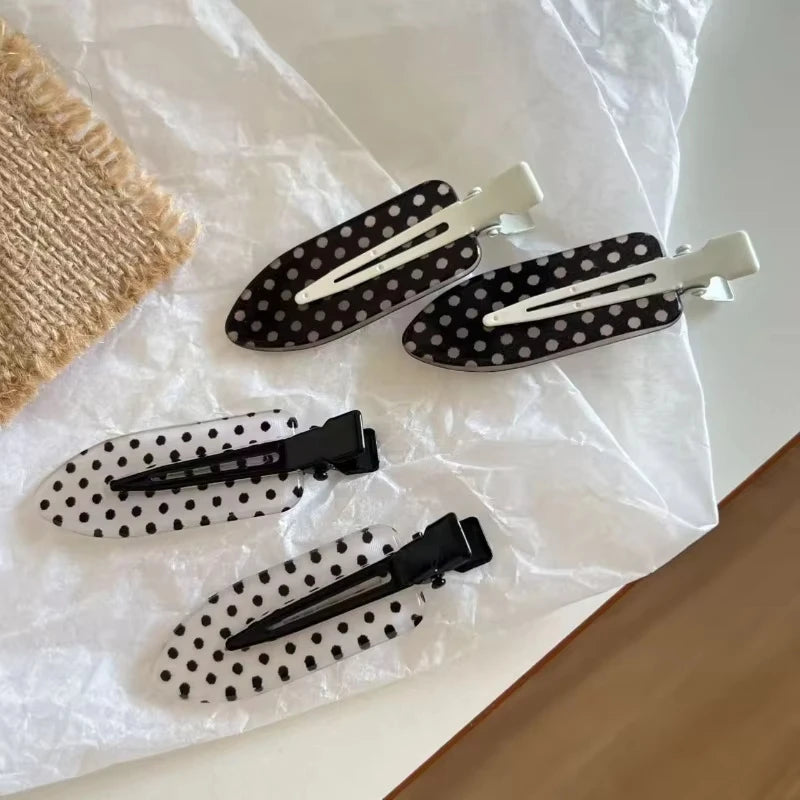 Black White Polka Dot Acrylic Hair Clips Minimalist
