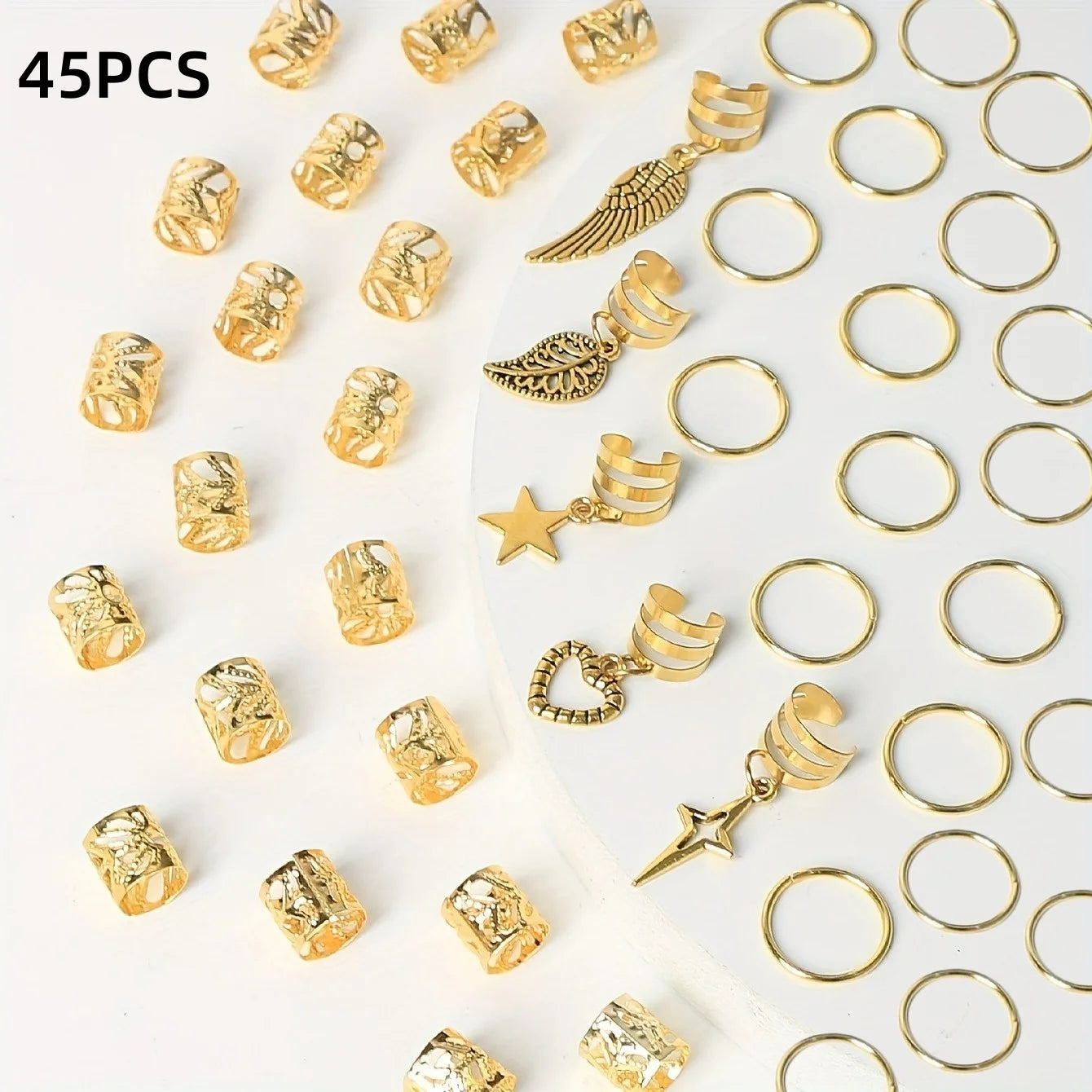 45pcs Alloy Braid Hair Ring Dreadlock Hair Ring - Hippie Style Hair Accessories