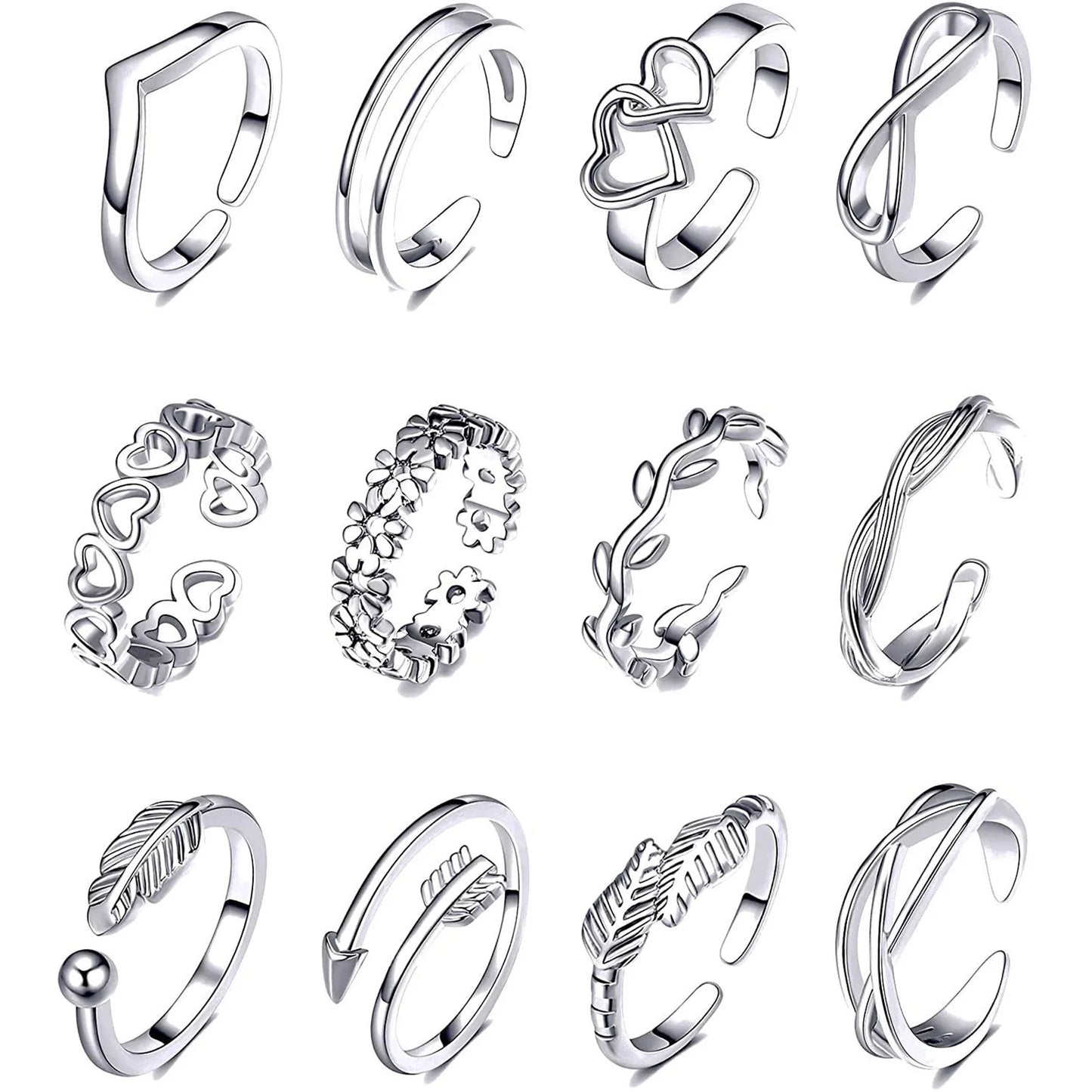 10/12Pcs Toe Rings for Women