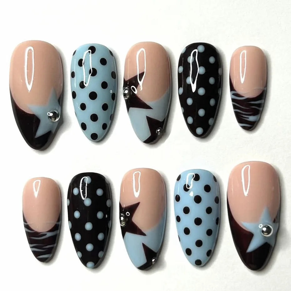 Gentle Nude Pink Press on Nails with 3D Flower