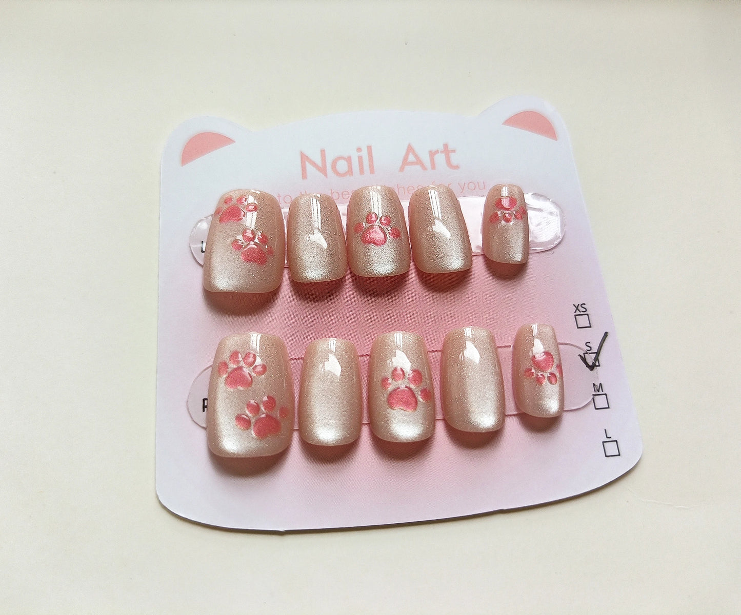 10pcs Cute Woman Press On Nails Handmade Pink Cat Claw Short False Artificial Nail Tips Decorated Korean Nails Press On