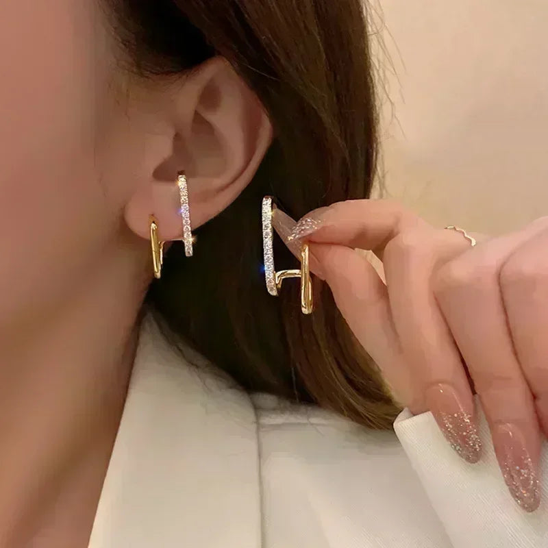 Simple Golden Metal Style Matte Hexagon Earrings