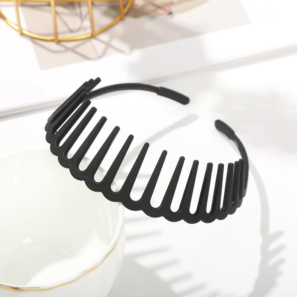 Curved Wavy Headband Black Toothed Non-slip Hair Hoops Hair Band Women