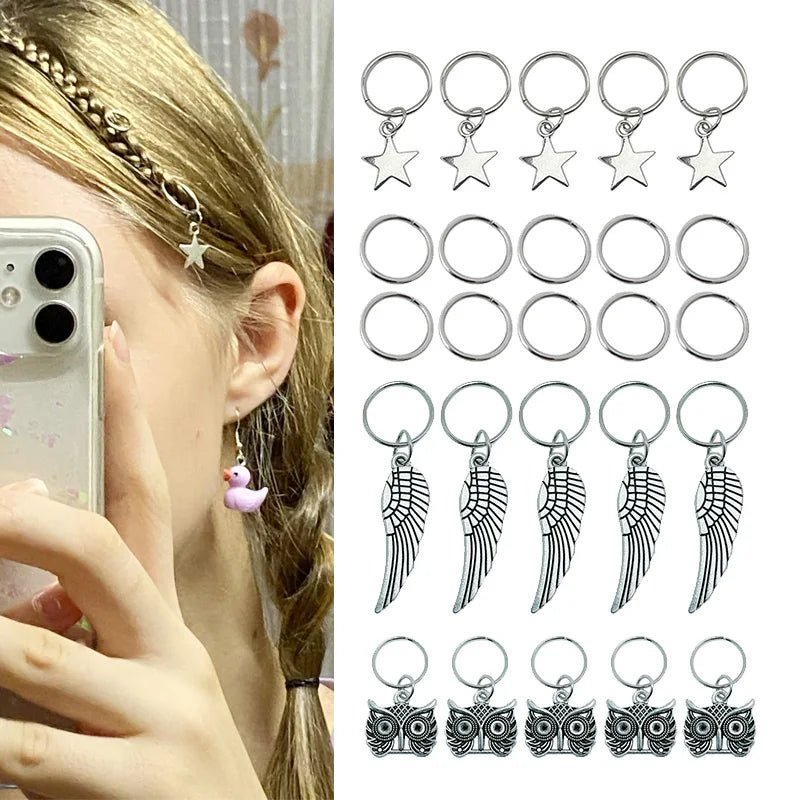 10-50Pcs 10-16mm Hair Rings Metal African Braid Dreadlocks Bead Hair